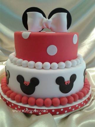 Minnie Mouse Birthday Cake Pink White and Black