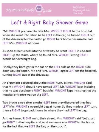 Free Printable Left Right Baby Shower Game
