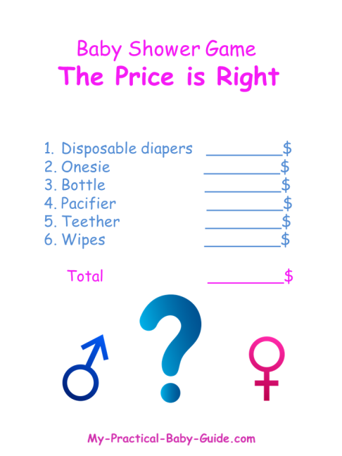 Gender Reveal Baby Shower Game The Price is Right