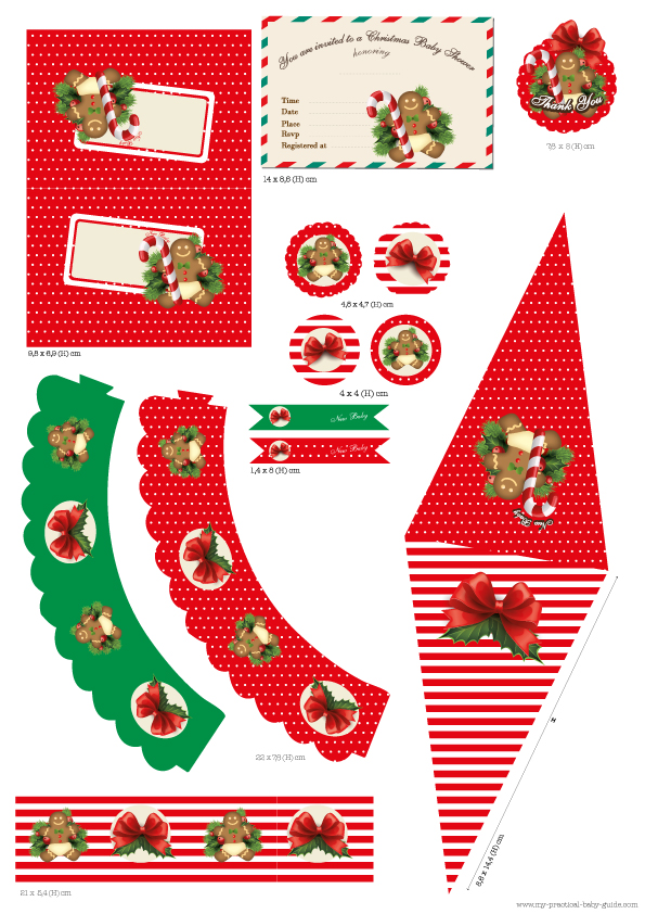 Free Printable Christmas Baby Shower Party Set