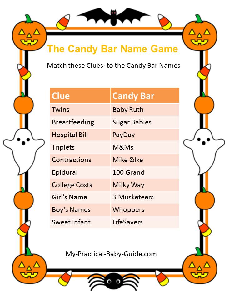 FREE Baby Shower Candy Bar Game - 4 colors