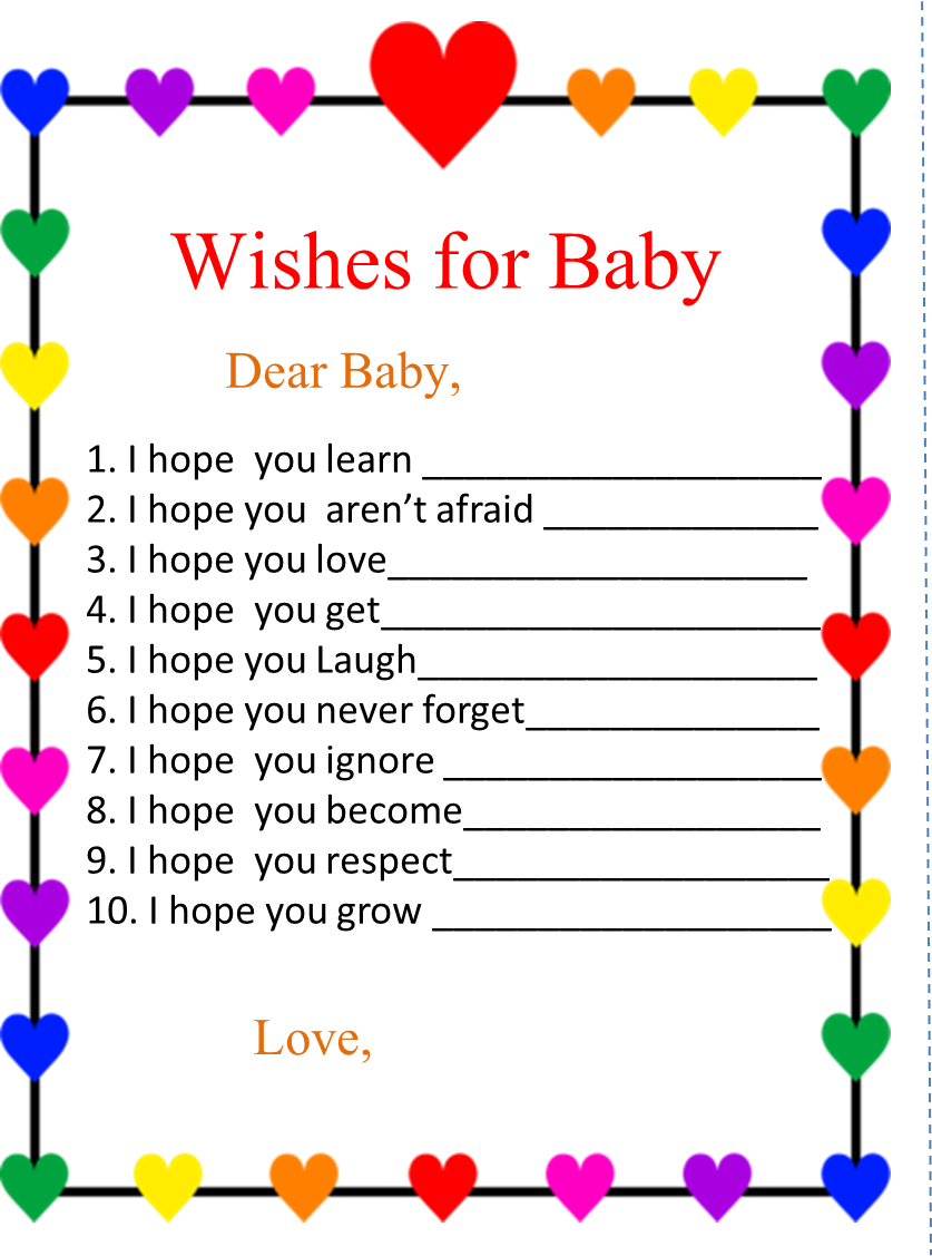 Free Printable Rainbow Wishes for Baby