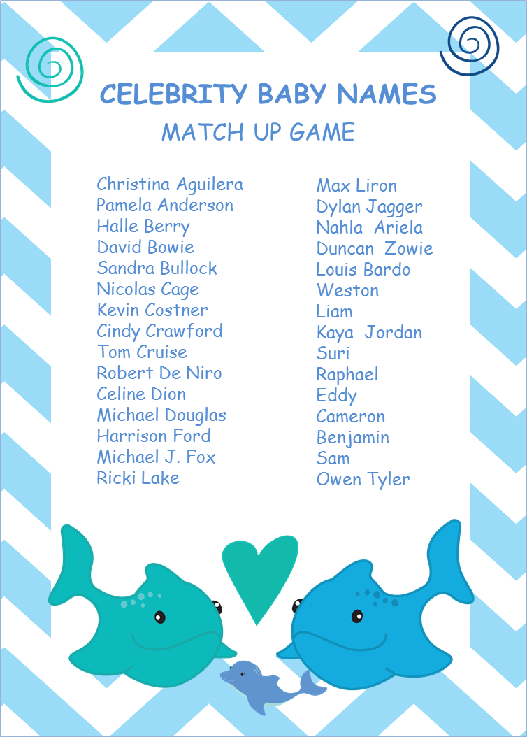 Celebrity Baby Name Baby Shower Game