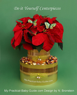 DIY Centerpiece of Poinsettias Plant and Candies for Christmas