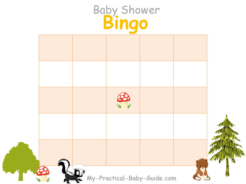 Free Printable Woodland Baby Shower  Blank Bingo Cards