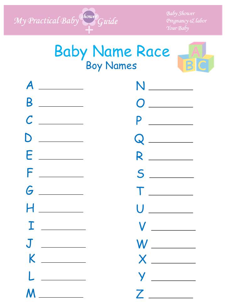 Baby Boy Name Game Race