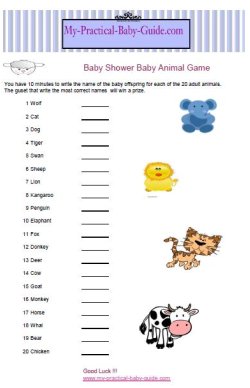 Free Printable Baby Shower Baby Animal Game