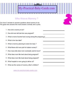 Free Printable Baby Shower Game Who knows mommy?
