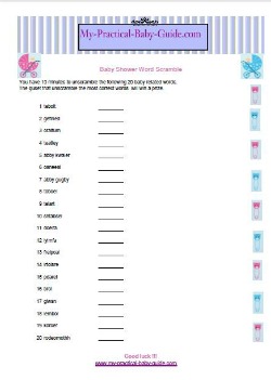 Baby Shower Scramble Game