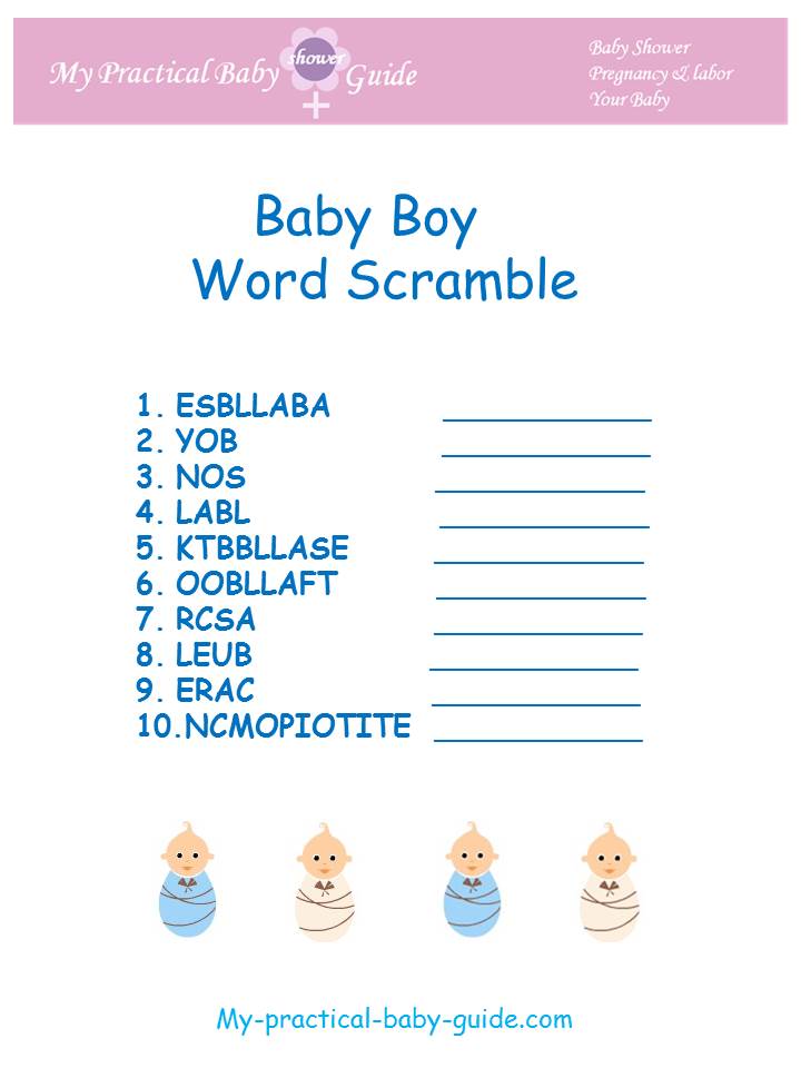 Free Printable Baby Shower Games Word Scramble