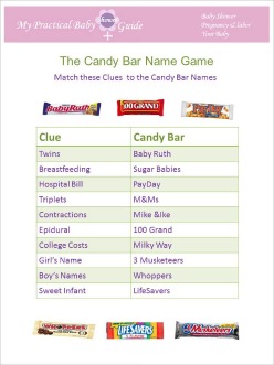 Free Printable Baby Shower Game the Candy Bar Name Game