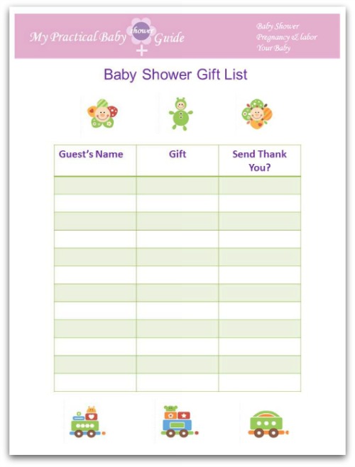 Free Printable Baby Shower Gift List 