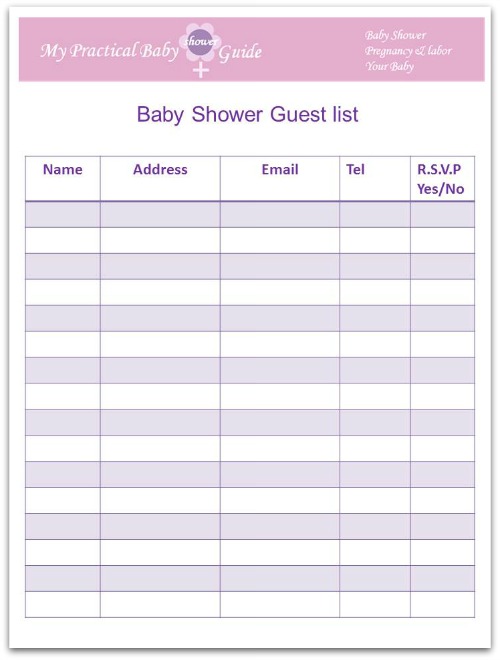 Free Printable Baby Shower Guest List 