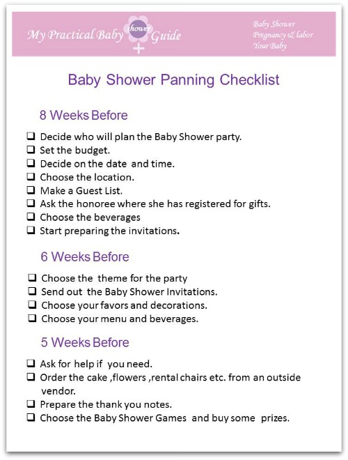 Free Printable Baby Shower Planning Checklist