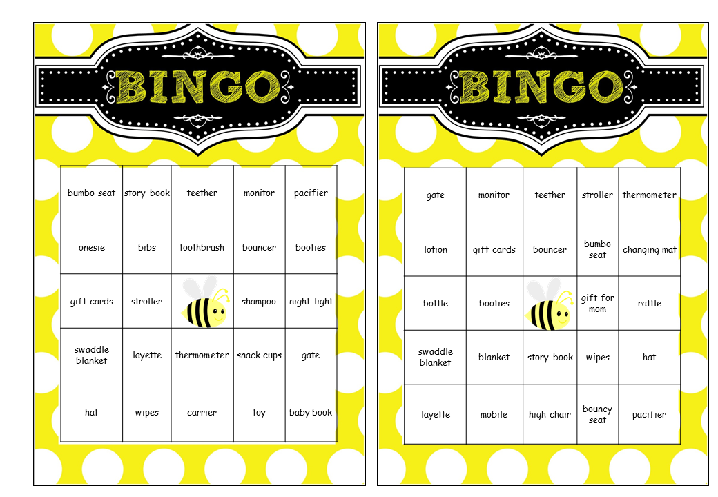 Free printable baby shower bingo cards for boy