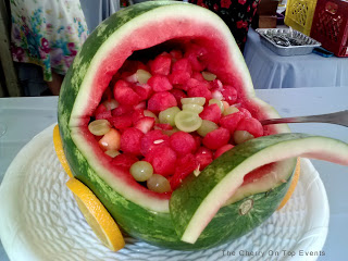 Baby Shower Desert Ideas-Baby carriage carved from a watermelon filled with fruits