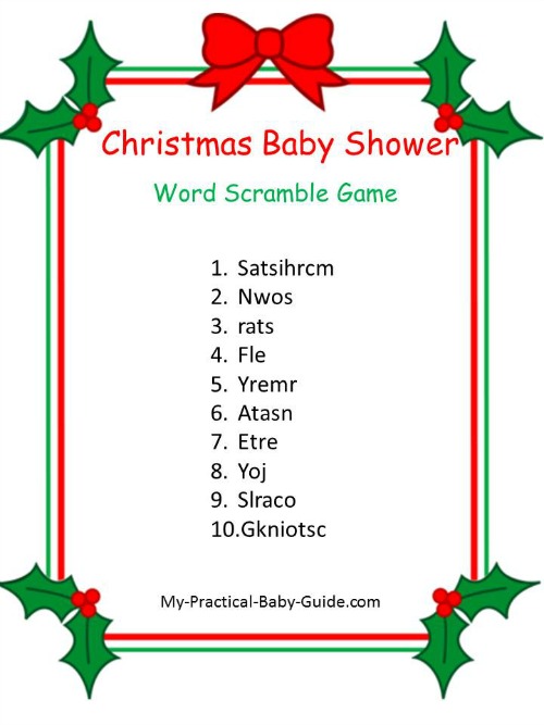 Christmas Baby Shower Scramble Game