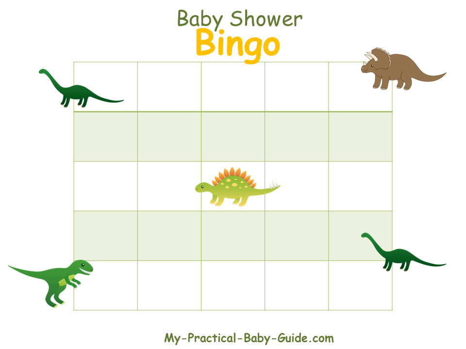 Dinosaur Baby Shower Blank Bingo Cards