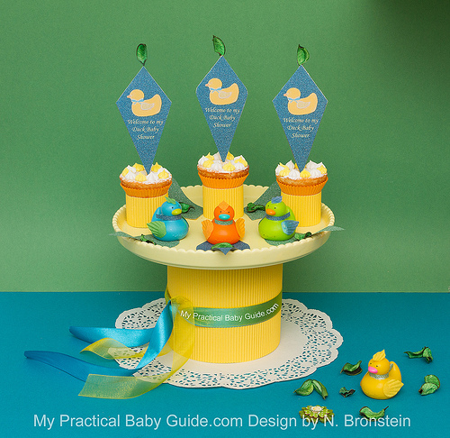 DIY Duck Baby Shower Centerpiece with Duck Cupcake Toppers