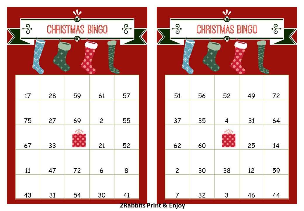 Printable Christmas Bingo Cards Prefilled with Numbers