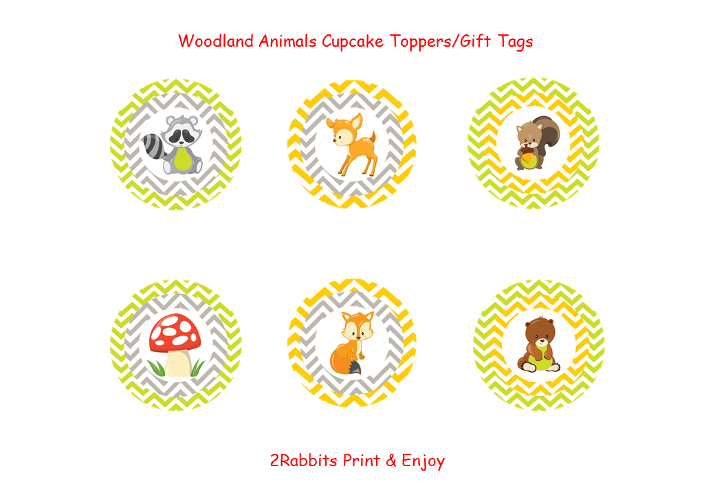 Woodland Animal Cupcake Toppers - Gift Tags