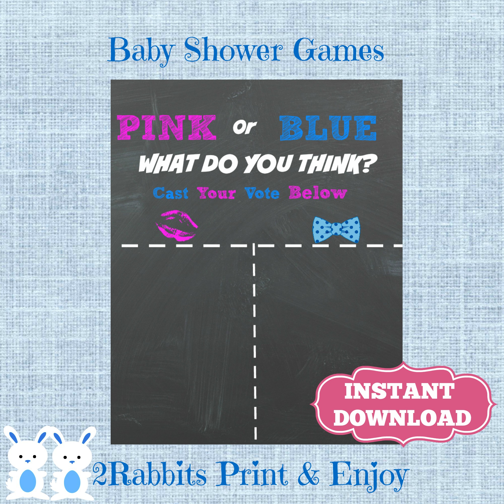 Pink or Blue Chalkboard Poster Baby Shower Game