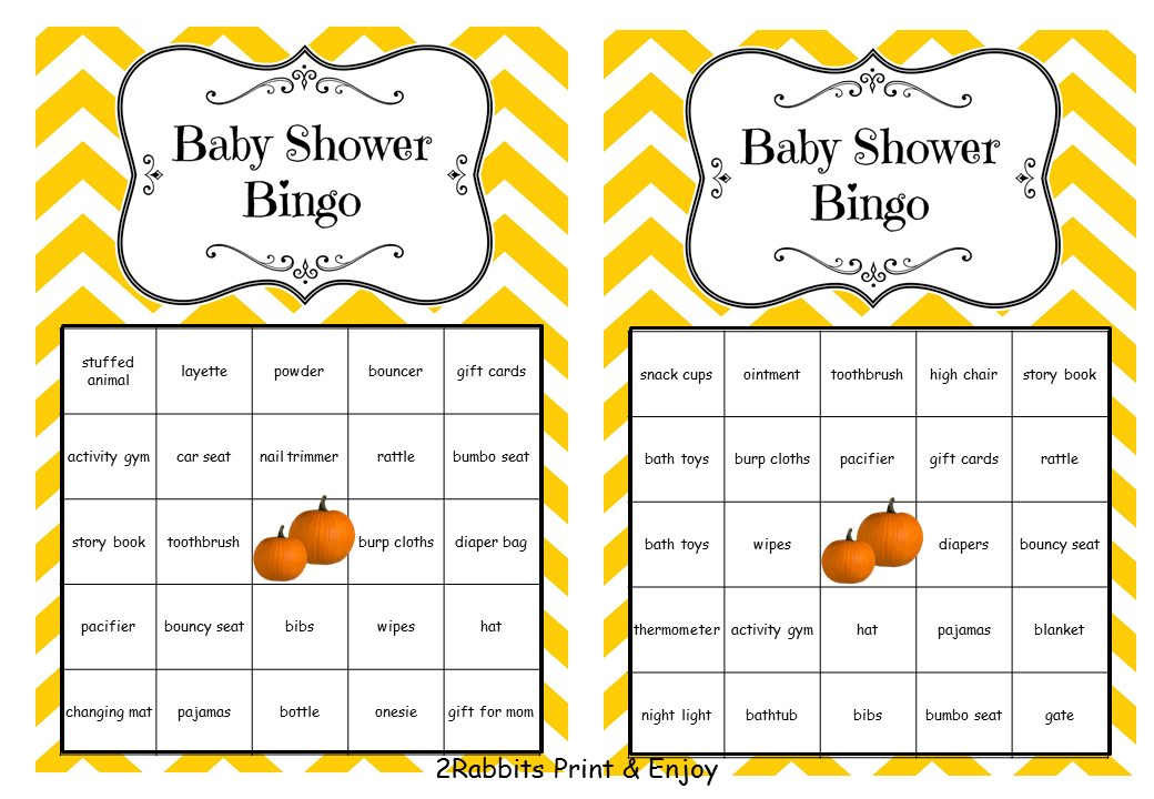 Thanksgiving Baby Shower Gift Bingo Pre filled with words