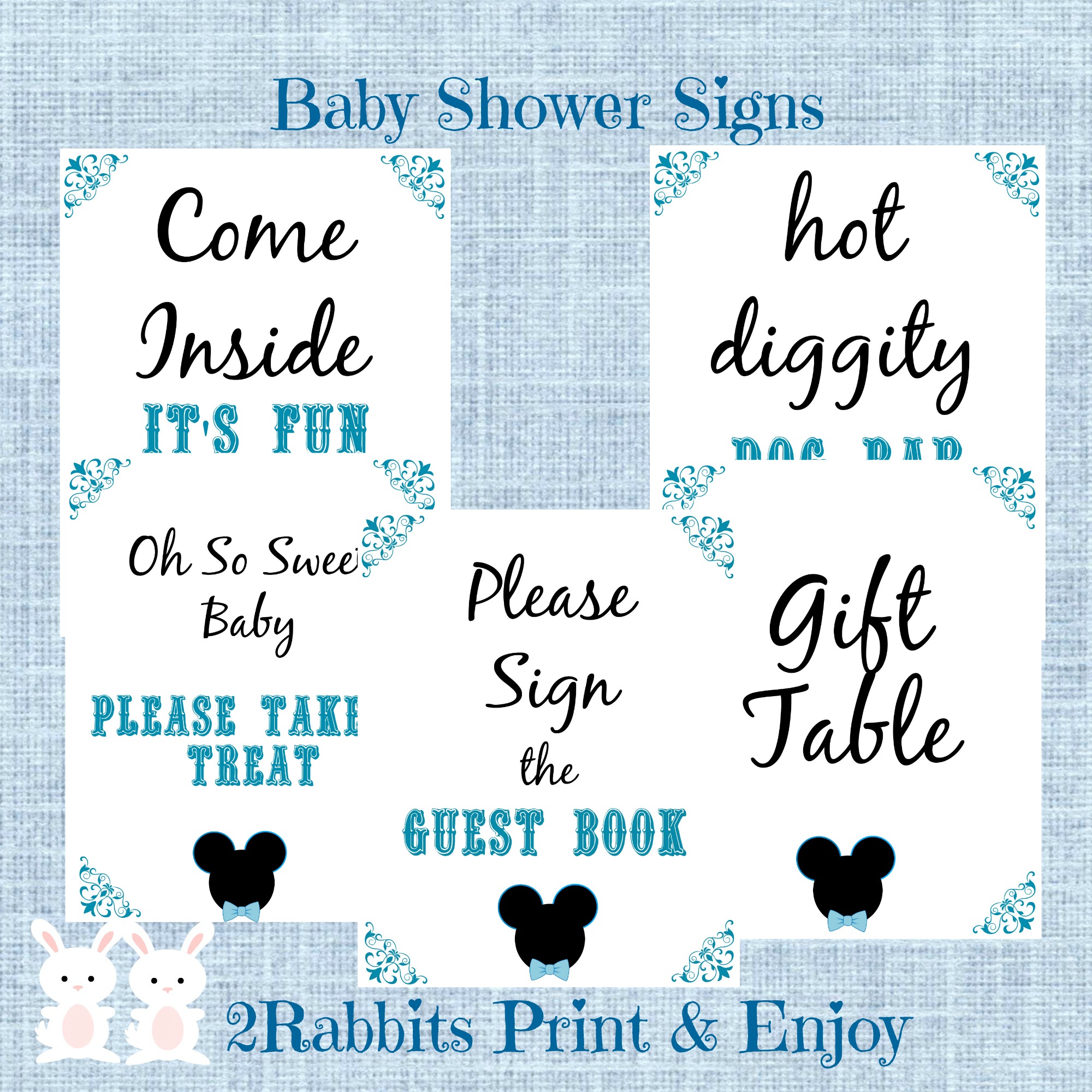 5 Printable Mickey Mouse Baby Shower Table Signs
