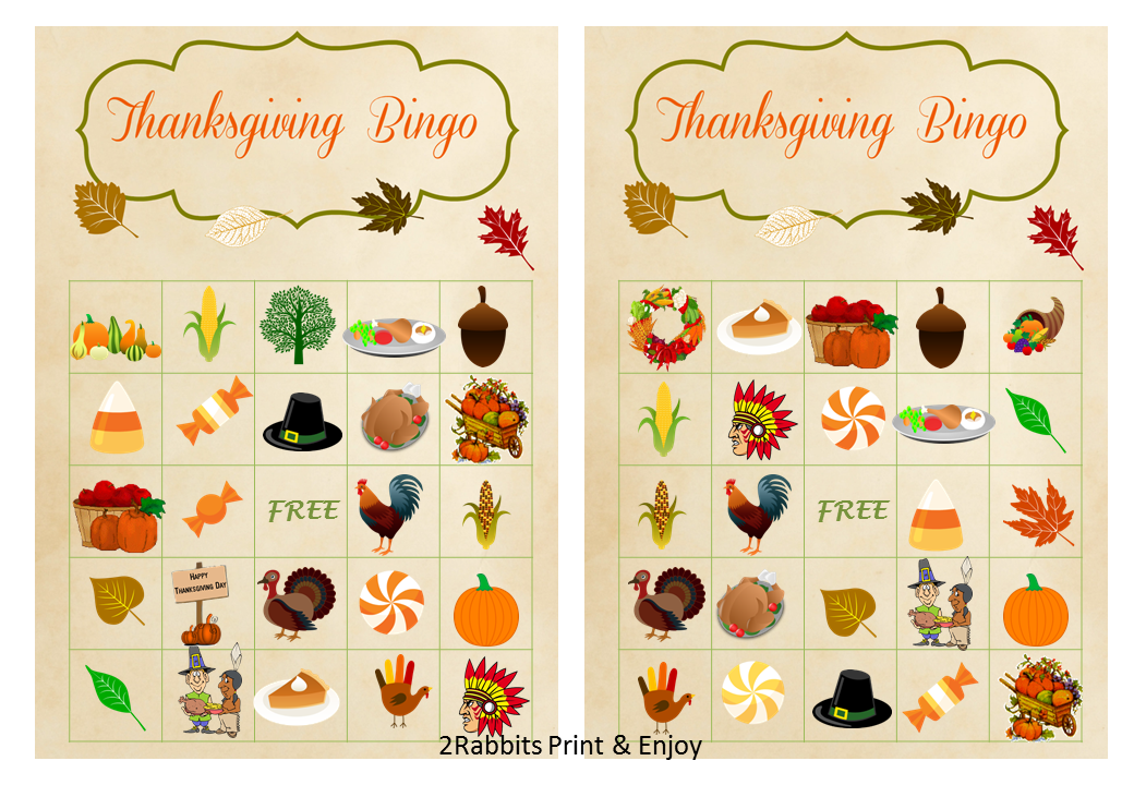 Printable Thanksgiving Bingo Cards