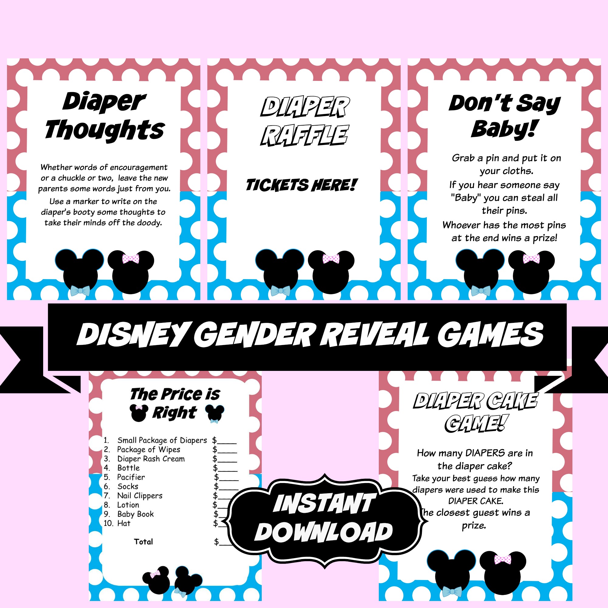 Gender Reveal Disney Baby shower Games