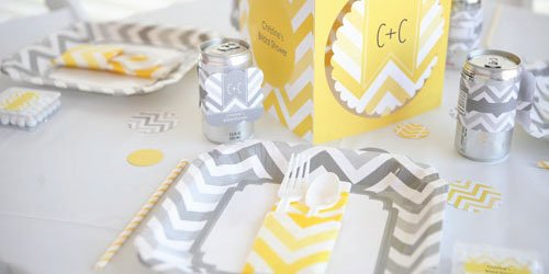 Gray Chevron Supplies with a Pop of Color