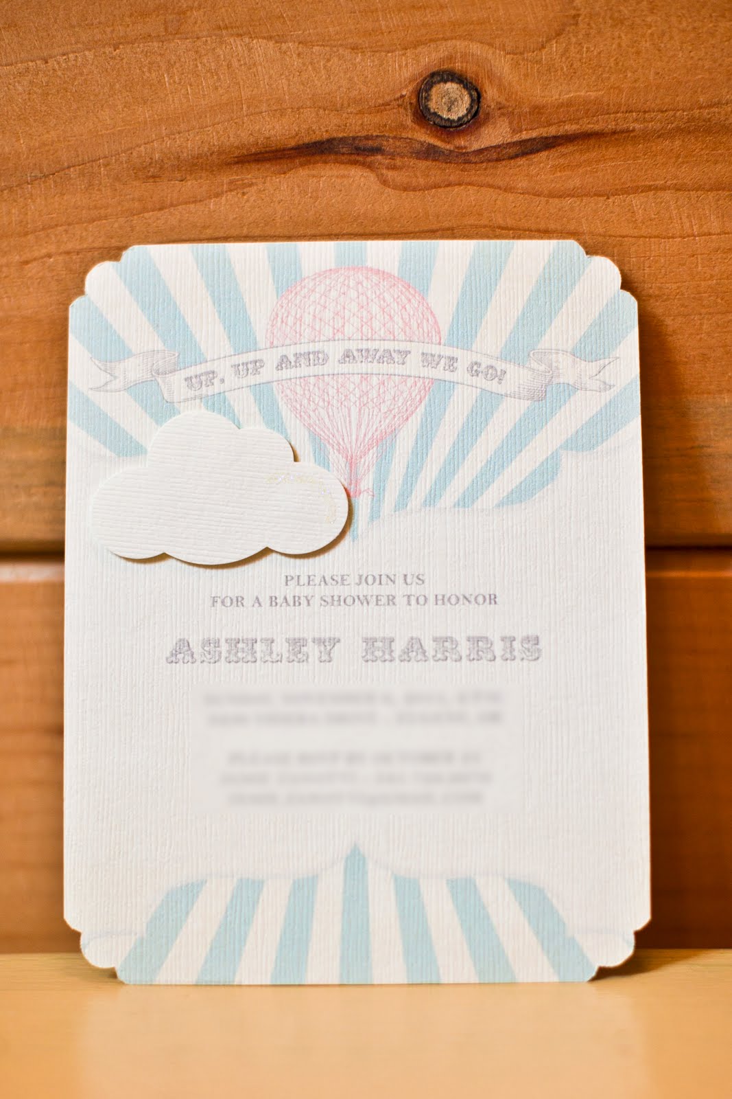 Hot Air Balloon Baby Shower Cake Inspired by Invitation