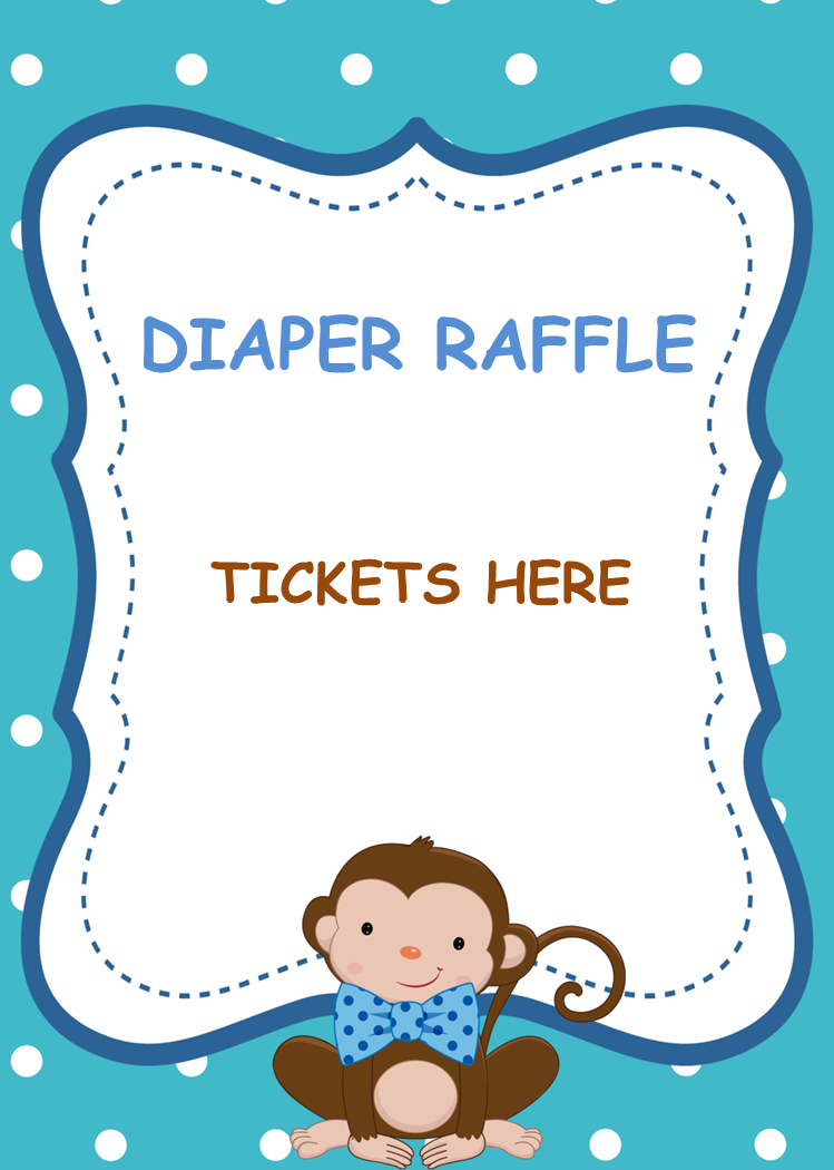 Printable Monkey Little Man Baby Shower Bows Diaper Raffle Tickets