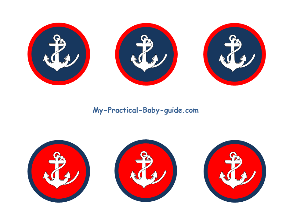 Free Printable Nautical Anchor Baby Shower Cupcake Toppers