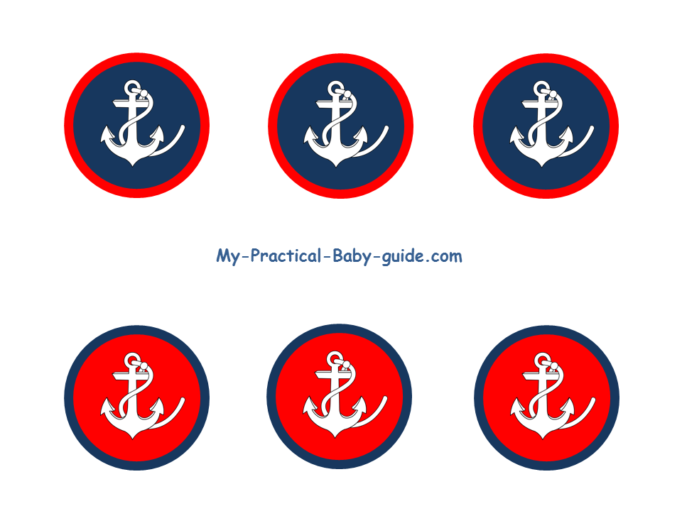 Free Printable Nautical Anchor Birthday Cupcake Toppers