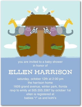 Noah's Ark Boy Baby Shower Invitation