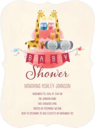 Noah's Ark Girl Baby Shower Invitation
