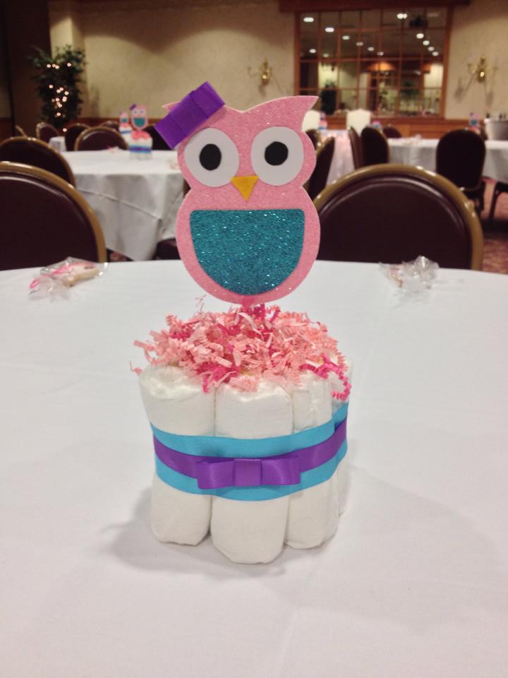 Owl Baby Shower Mini Diaper Cake