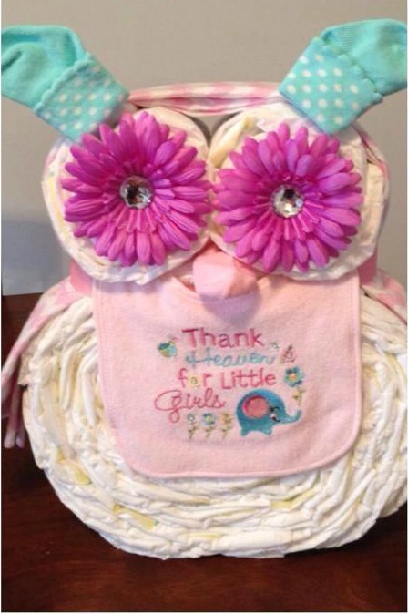 Owl Baby Shower Diaper Cake