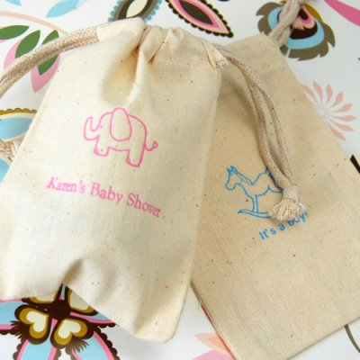 Personalized Natural Cotton Baby Shower Favor Bag