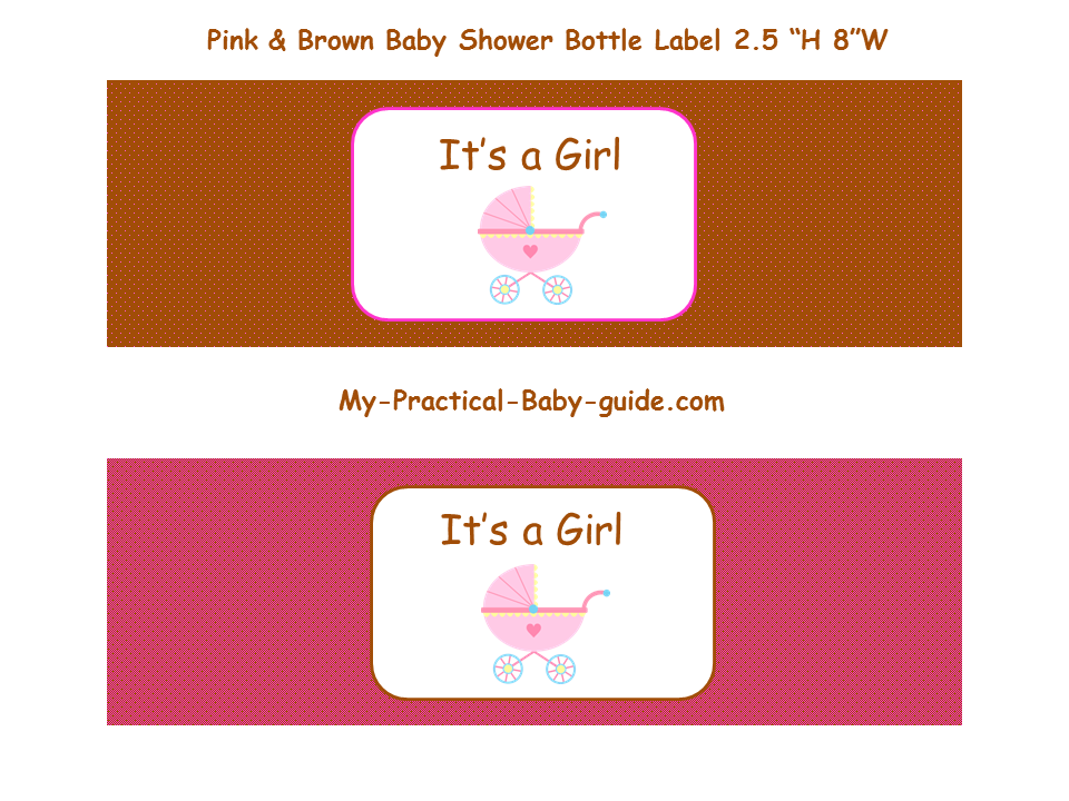 Free Printable Pink and Brown Baby Shower Bottle Labels