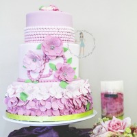 Pink Flower Girl Baby Shower Cake