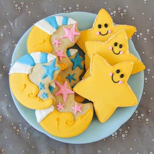 Moon and Stars Shaped Cookies