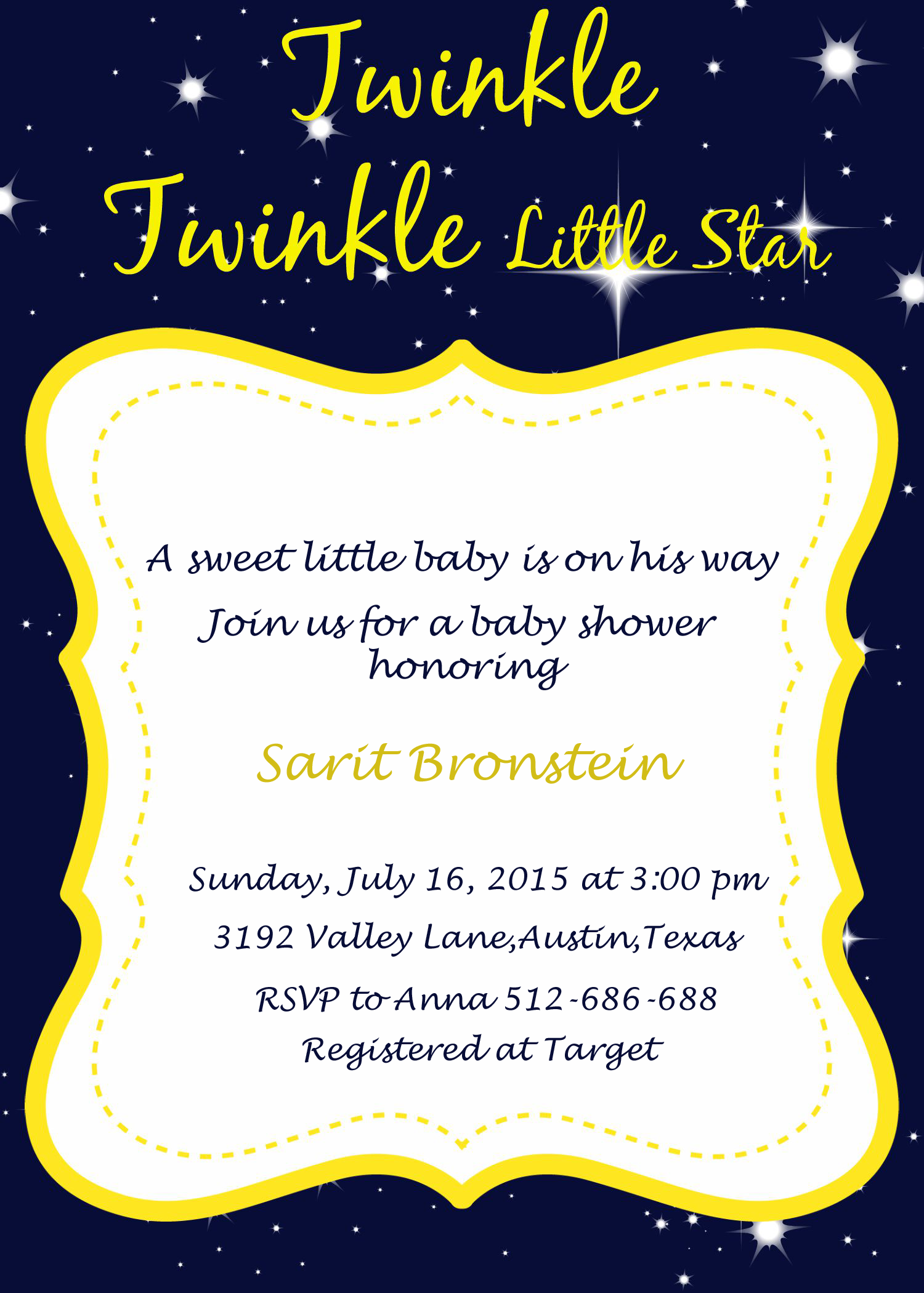 twinkle twinkle little star invitation free