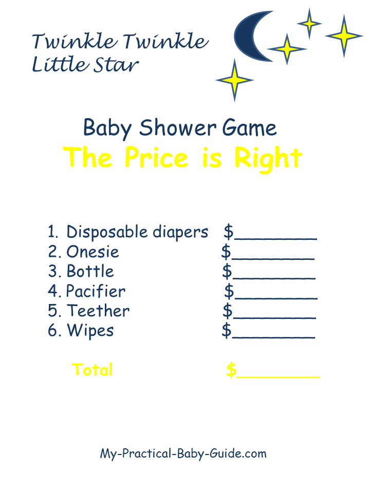 Twinkle Twinkle Little Star Baby Shower The Price is Right