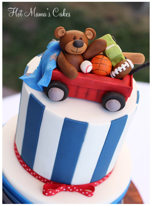 Vintage Toy Filled Wagon Baby Shower Cake