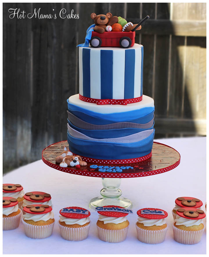 Vintage Toy Filled Wagon Baby Shower Cake