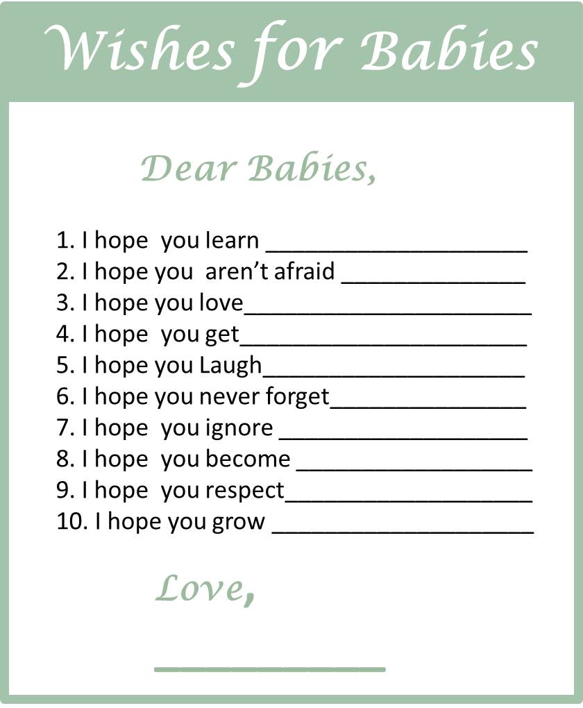 Free Printable Wishes for Girl & Boy Twins