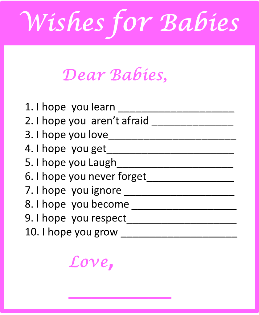 Free Printable Wishes for Girl Twins