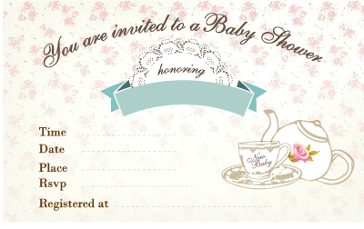 Free Printable Tea Garden Party Baby Shower Invitation